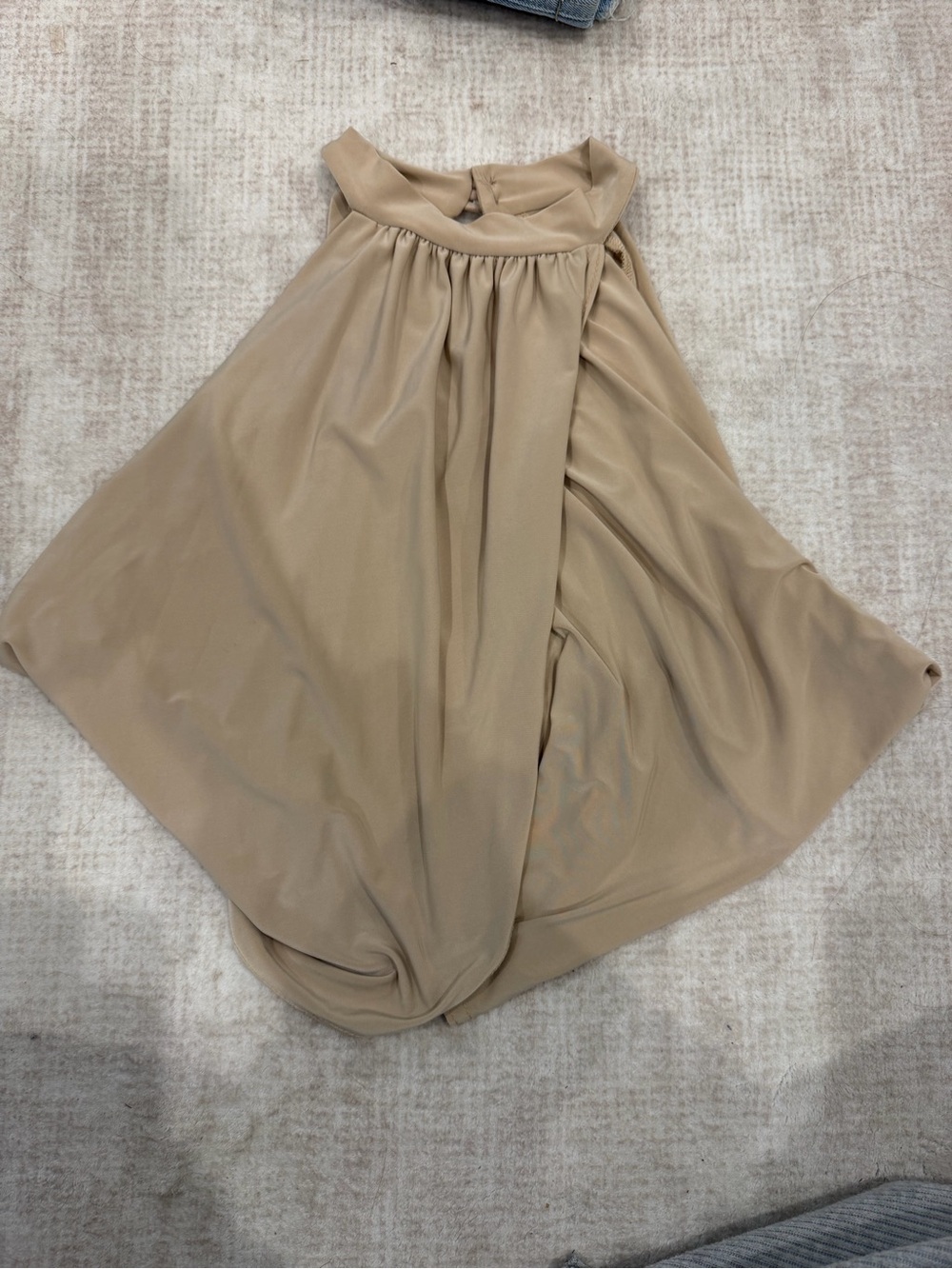 PrettyLittleThing Neutral Beige Halter Neck Blouse